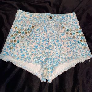 High Waist Pastel Denim Shorts